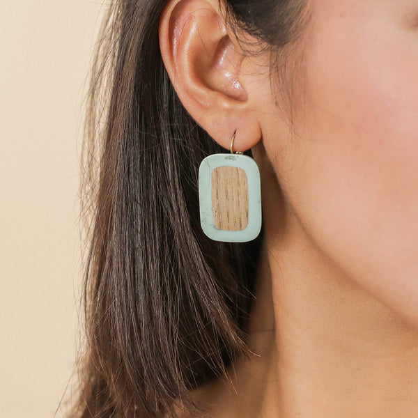 NATURE BIJOUX MISSISSIPPI simple rectangular french hook earrings