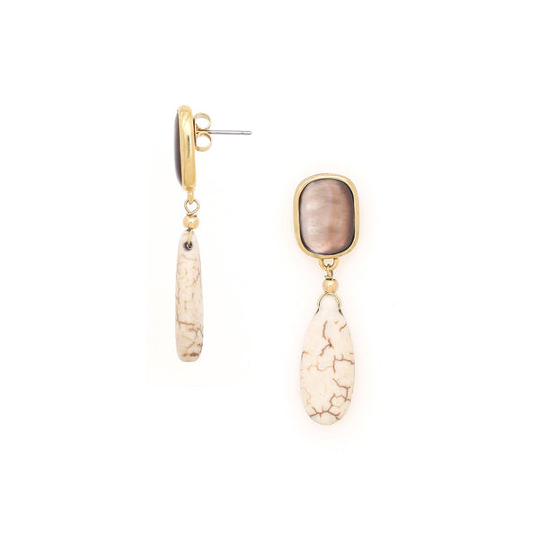 NATURE BIJOUX ALHAMBRA   post earrings with howlite dangle