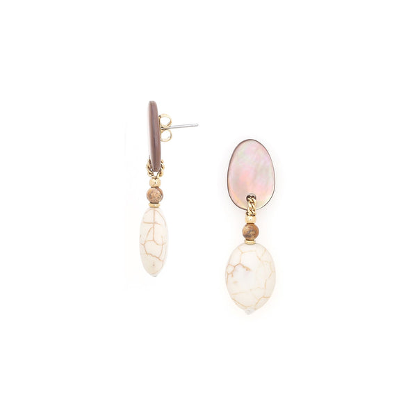 NATURE BIJOUX ALHAMBRA  post earrings with oval pendant