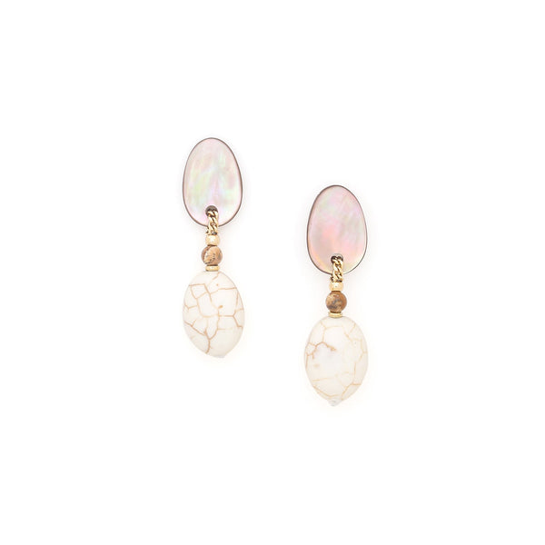 NATURE BIJOUX ALHAMBRA  post earrings with oval pendant