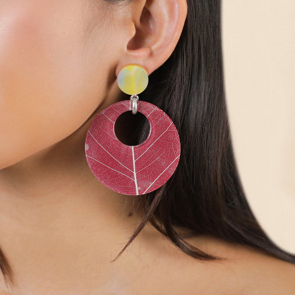 NATURE BIJOUX FICUS CARICA burgandy big earrings