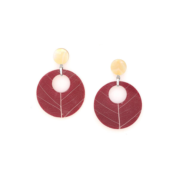 NATURE BIJOUX FICUS CARICA burgandy big earrings
