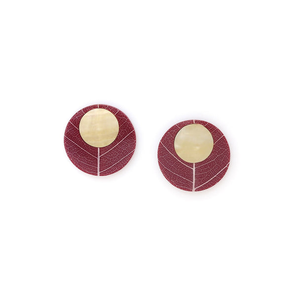 NATURE BIJOUX FICUS CARICA burgundy stud earrings