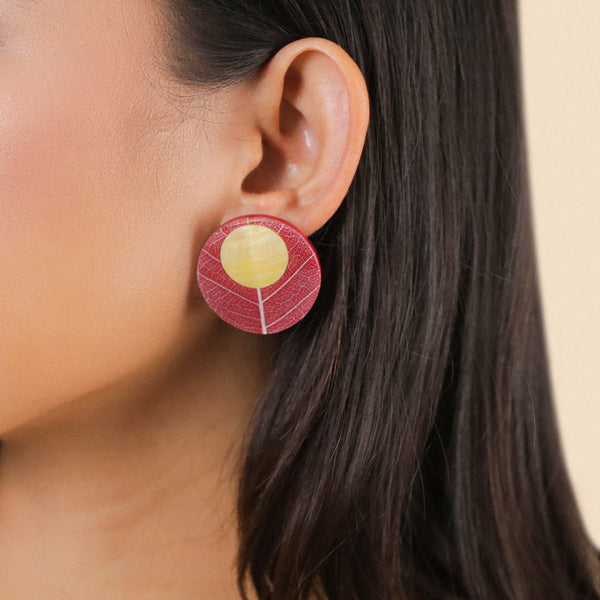 NATURE BIJOUX FICUS CARICA burgundy stud earrings