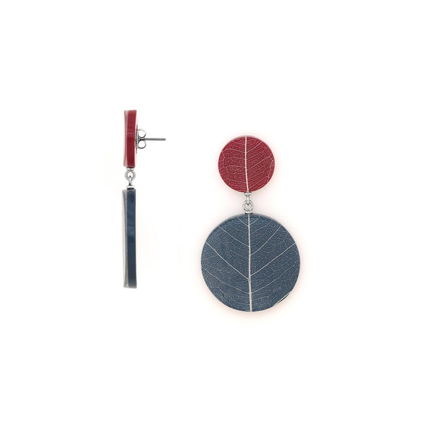 NATURE BIJOUX FICUS CARICA maroon & blue post earrings