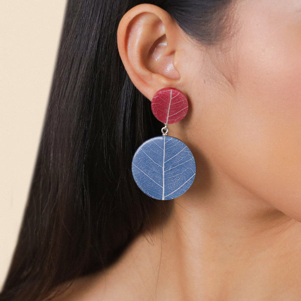 NATURE BIJOUX FICUS CARICA maroon & blue post earrings