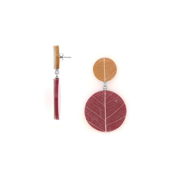 NATURE BIJOUX FICUS CARICA mustard & maroon post earrings