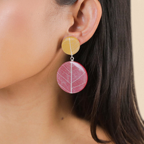 NATURE BIJOUX FICUS CARICA mustard & maroon post earrings