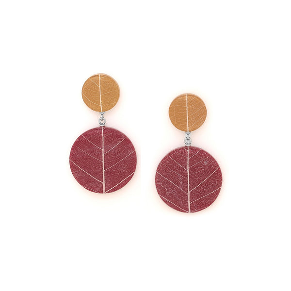 NATURE BIJOUX FICUS CARICA mustard & maroon post earrings