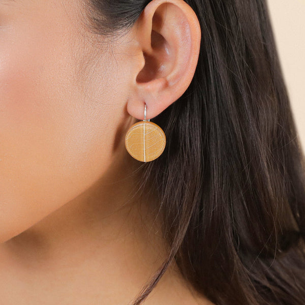 NATURE BIJOUX FICUS CARICA small mustard french hook earrings