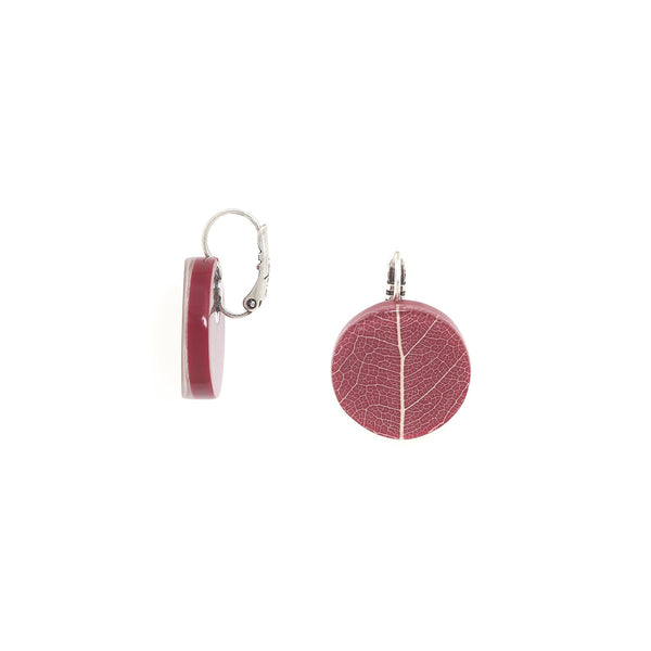 NATURE BIJOUX FICUS CARICA small maroon french hook earrings