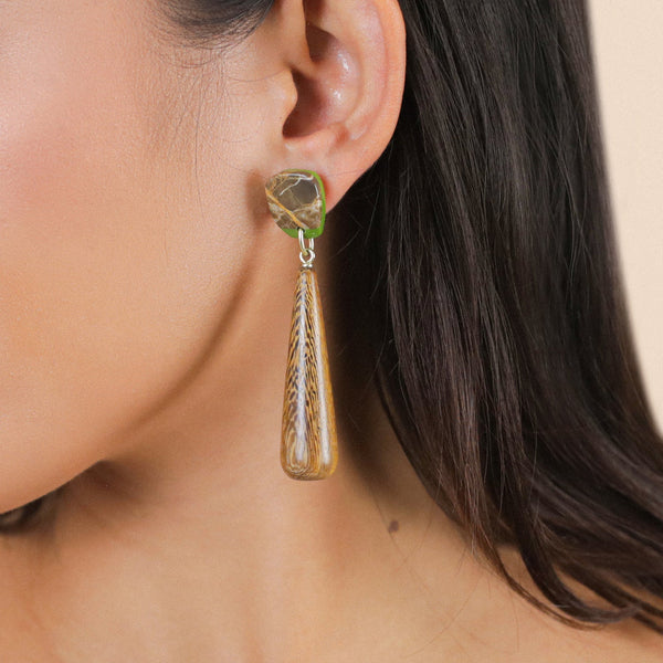 NATURE BIJOUX KOMODO post earrings with robles drop