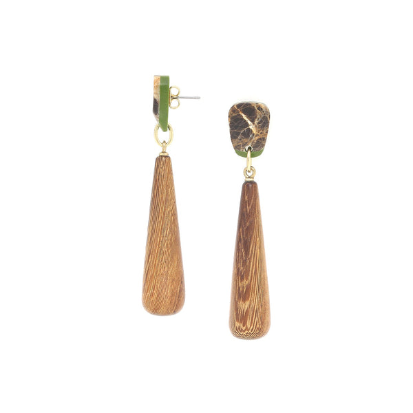 NATURE BIJOUX KOMODO post earrings with robles drop