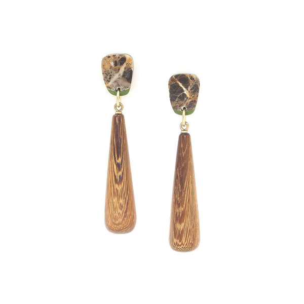 NATURE BIJOUX KOMODO post earrings with robles drop