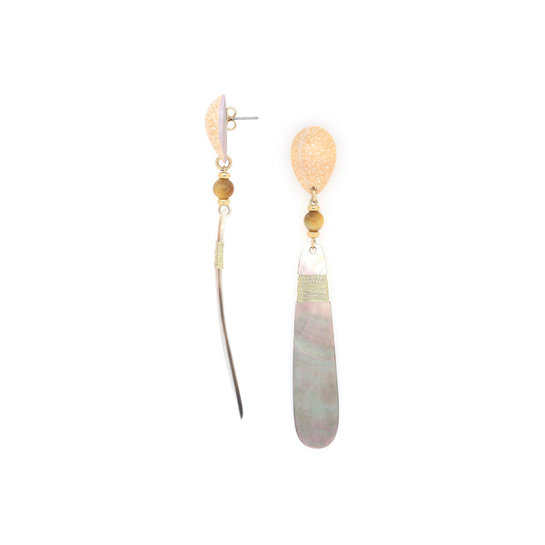 ALEGRIA BEACH   long post earrings with black lip dangle