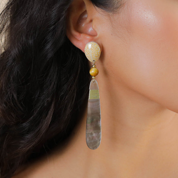 ALEGRIA BEACH   long post earrings with black lip dangle