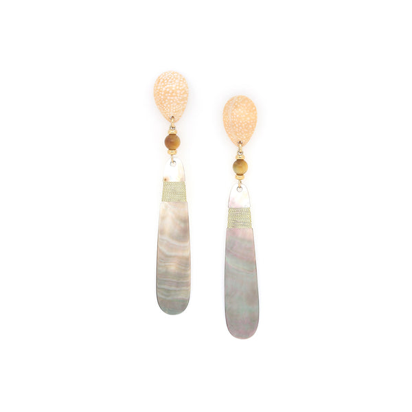ALEGRIA BEACH   long post earrings with black lip dangle