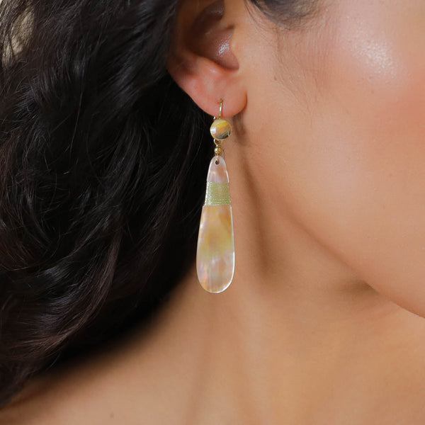 ALEGRIA BEACH   french hook earrings with brown lip pendant