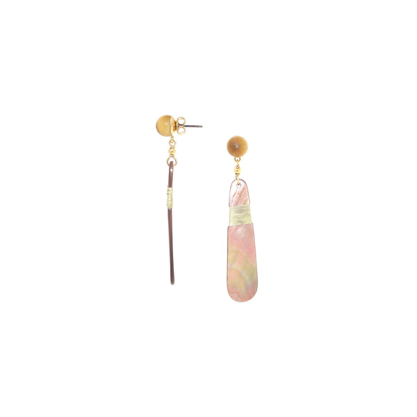 ALEGRIA BEACH   french hook earrings with brown lip pendant