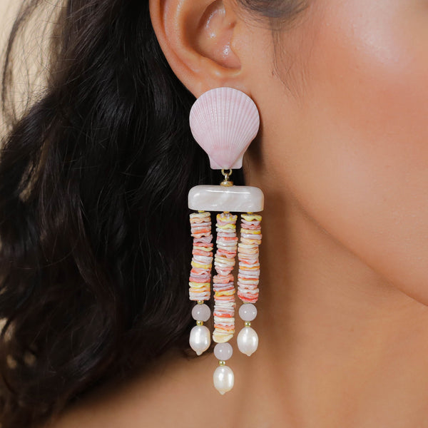SPIAGGIA ROSA   3 rows XL post earrings