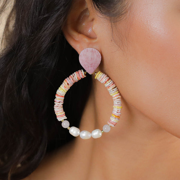 SPIAGGIA ROSA    post earrings with beaded