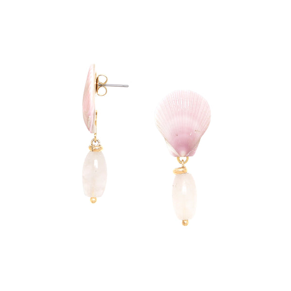 SPIAGGIA ROSA   small post earrings with oval rose quartz