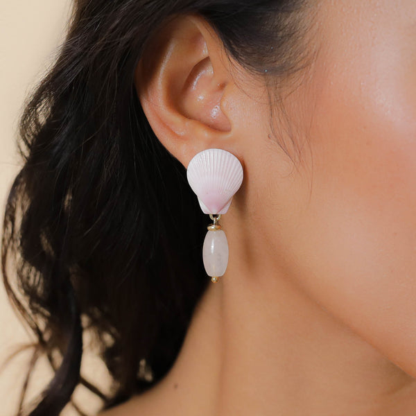 SPIAGGIA ROSA   small post earrings with oval rose quartz