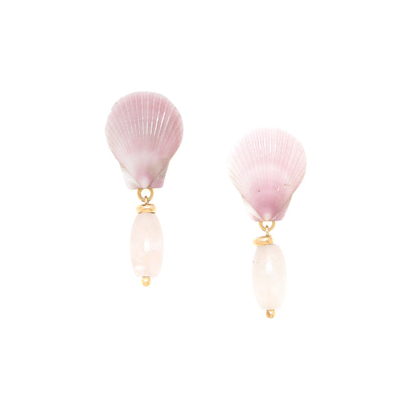 SPIAGGIA ROSA   small post earrings with oval rose quartz