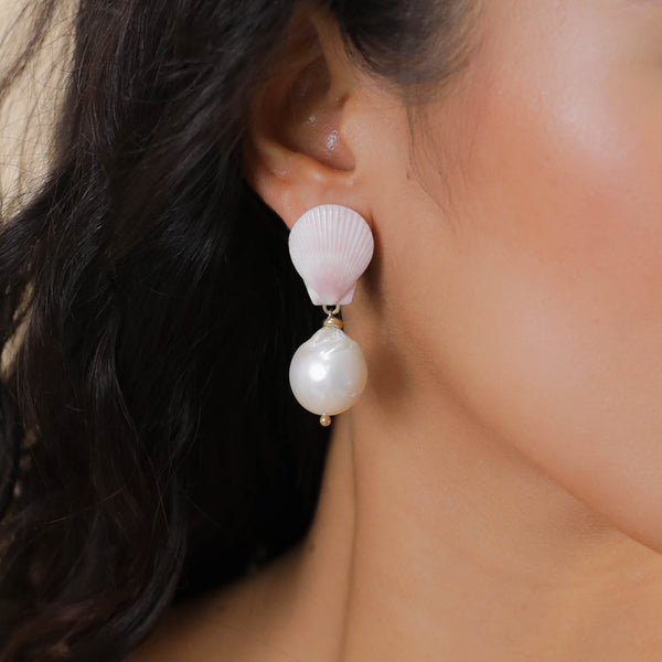 SPIAGGIA ROSA   *post earrings with baroque FWP