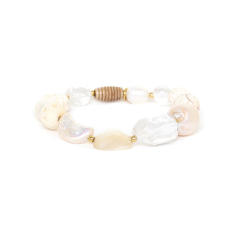 NATURE BIJOUX PONDICHERY stretch bracelet with facetted rock crystal