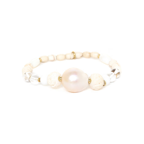 NATURE BIJOUX PONDICHERY graduated stretch bracelet with freshwater pearl
