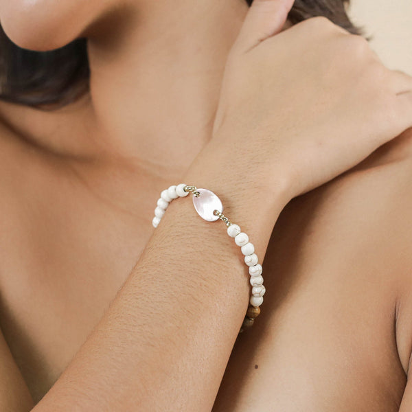 NATURE BIJOUX ALHAMBRA  half stretch bracelet with brown lip element