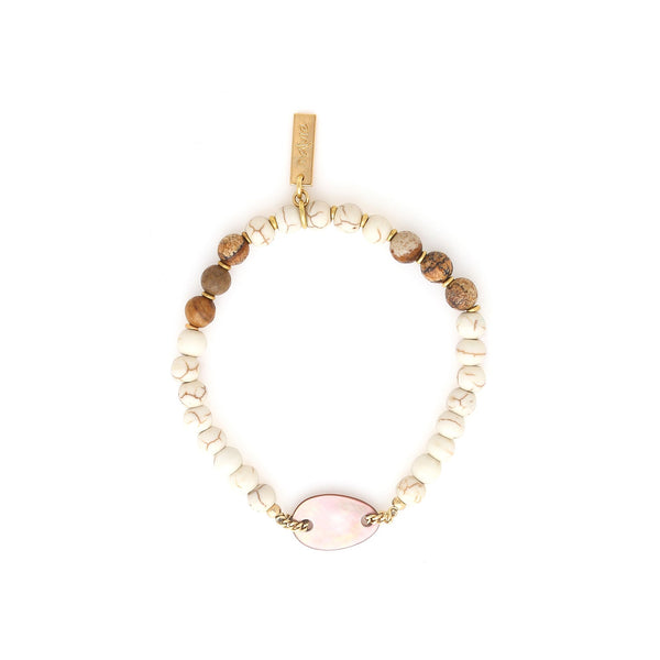 NATURE BIJOUX ALHAMBRA  half stretch bracelet with brown lip element