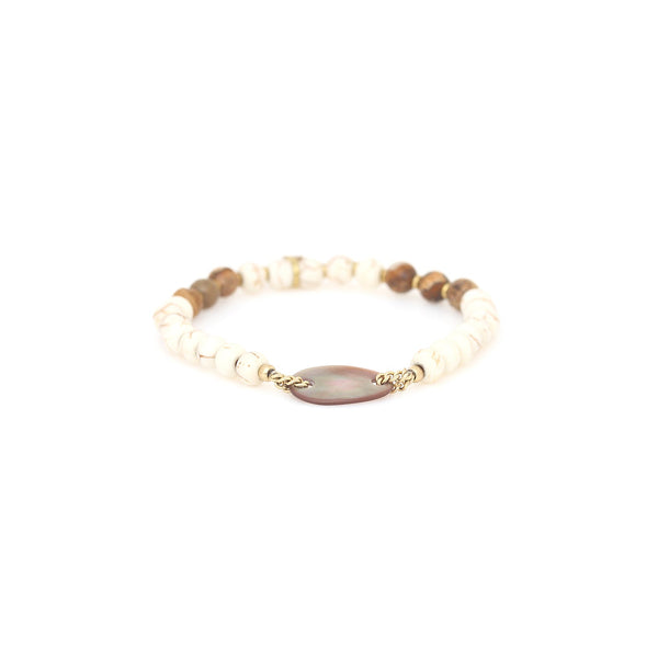 NATURE BIJOUX ALHAMBRA  half stretch bracelet with brown lip element
