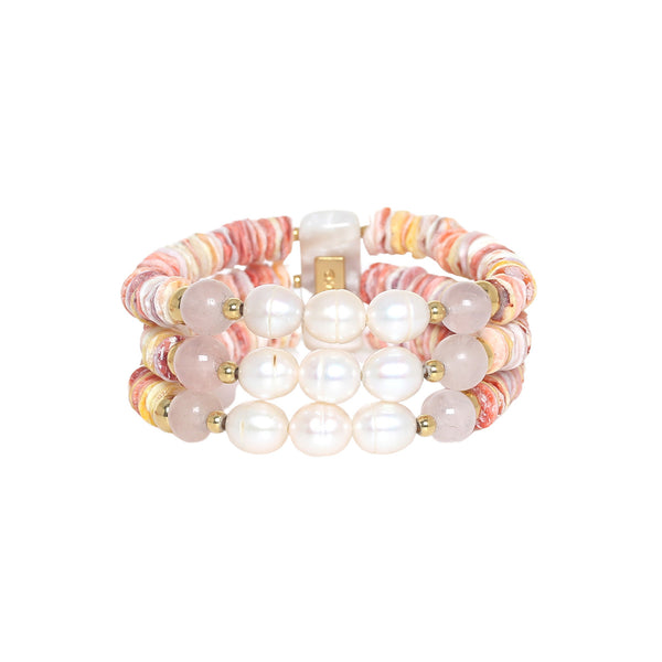 SPIAGGIA ROSA   3 rows stretch bracelet
