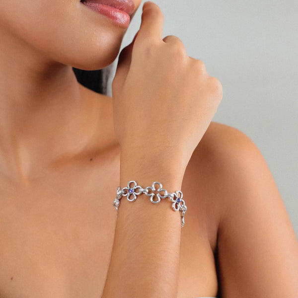 ORI TAO CLOVER adjustable bracelet with 9 clovers (silvered)