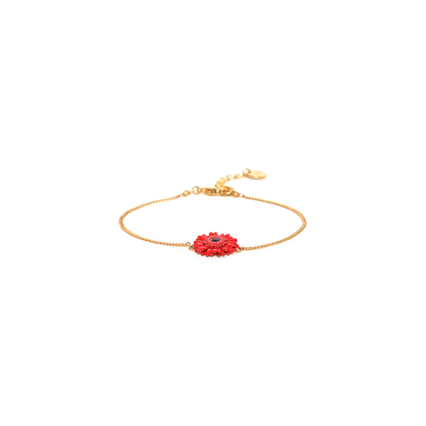 FRANCK HERVAL RUBY red gerbera flower bracelet