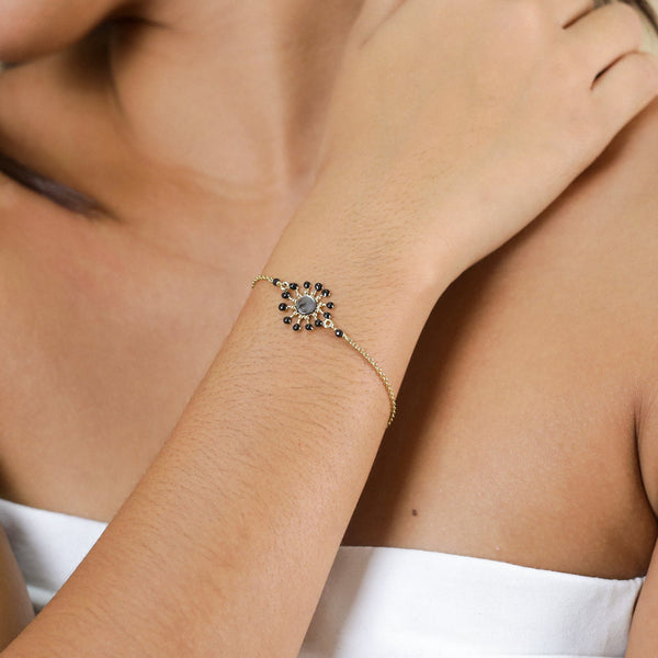 FRANCK HERVAL LAURYNE round disc simple bracelet(black)