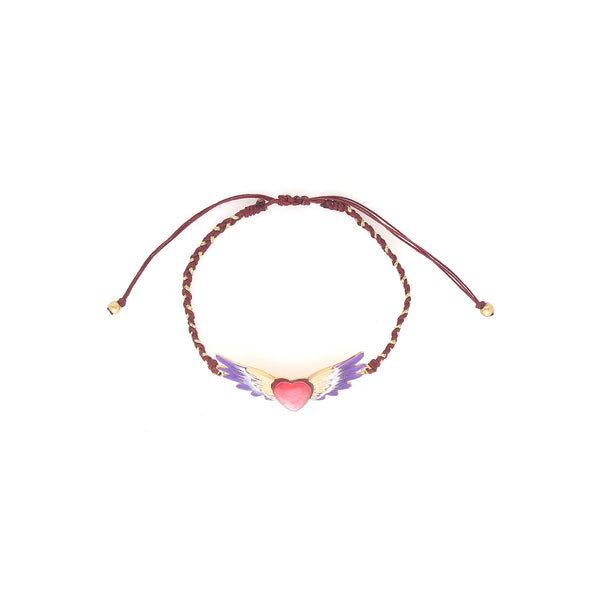 FRANCK HERVAL ESMEE heart with wings macrame bracelet