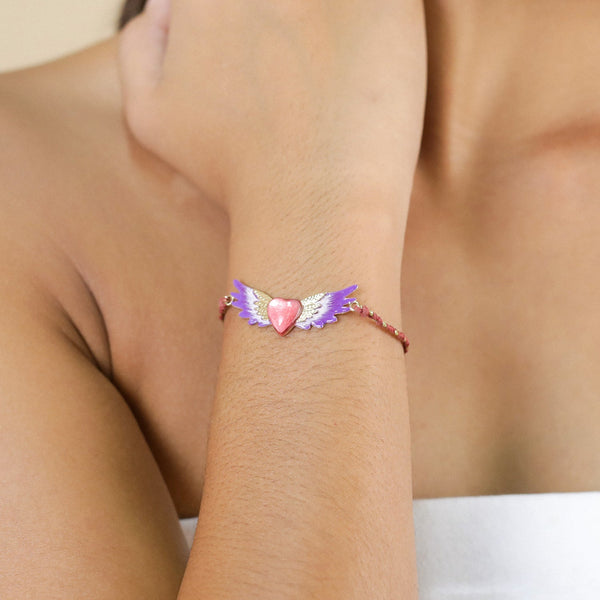 FRANCK HERVAL ESMEE heart with wings macrame bracelet