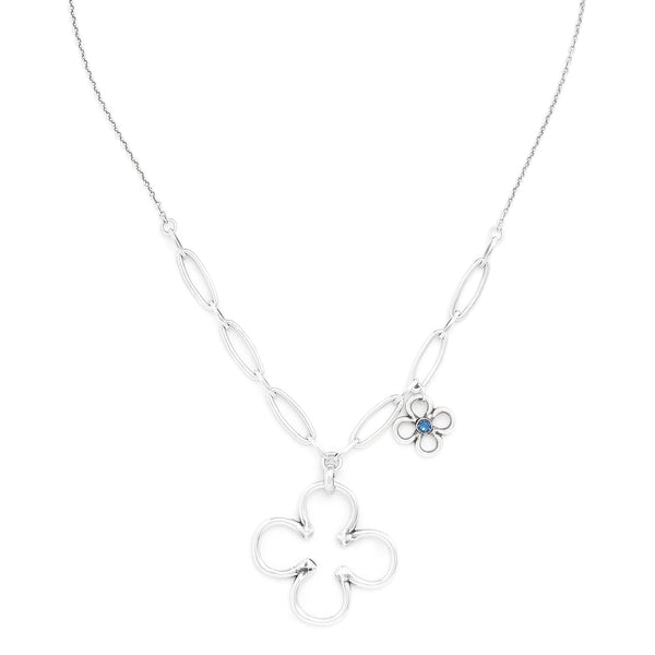 ORI TAO CLOVER 2 clovers dangle necklace (silvered)