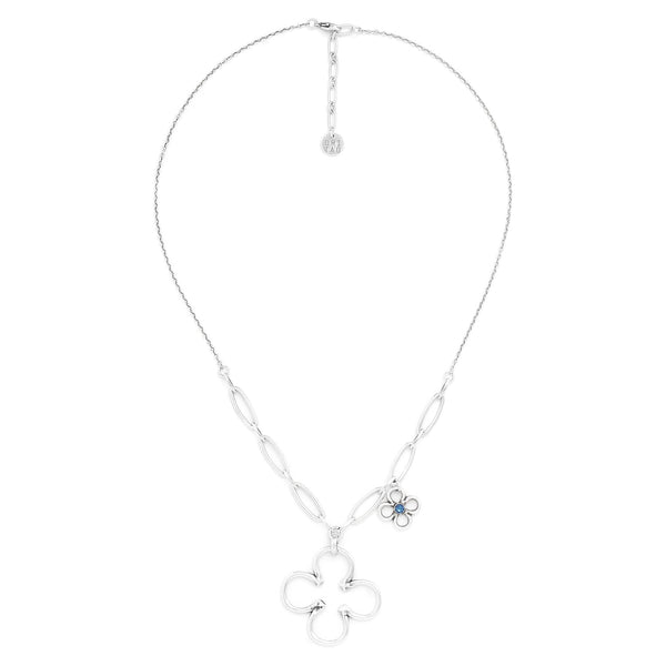 ORI TAO CLOVER 2 clovers dangle necklace (silvered)