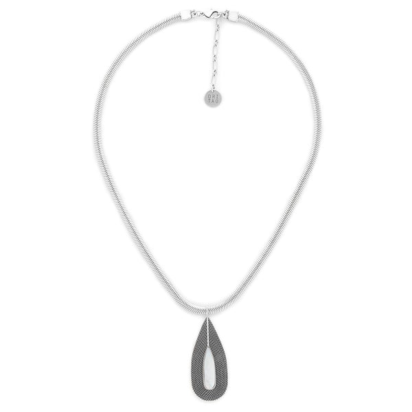 ORI TAO MIYAKO necklace with white MOP drop (silvered)