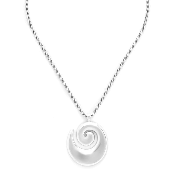Ori Tao Bagyo Spiral Pendant Necklace Silvered