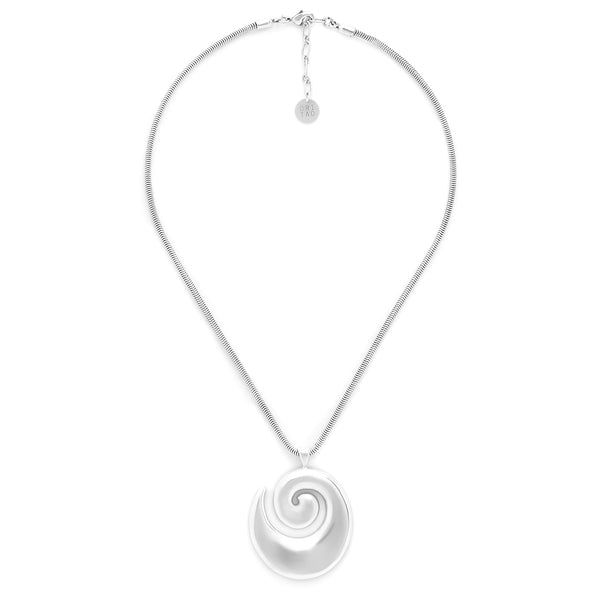 Ori Tao Bagyo Spiral Pendant Necklace Silvered