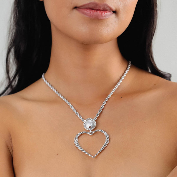 ORI TAO MERIDA big heart pendant necklace (silvered)