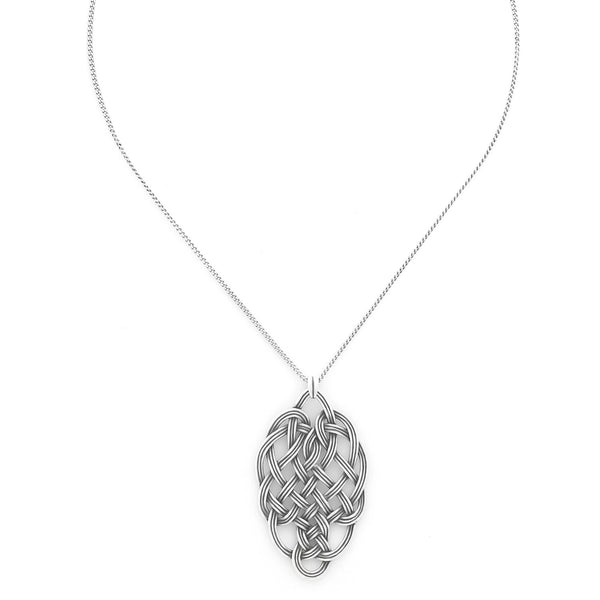 ORI TAO SHINOMOKI silvered oval pendant necklace
