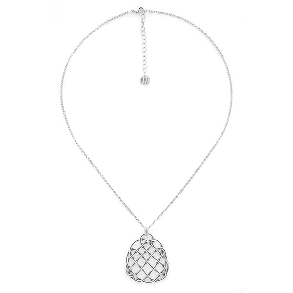 ORI TAO SHINOMOKI triangle silvered pendant  necklace