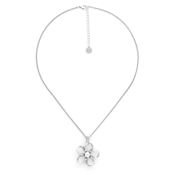 ORI TAO MOOREA short silvered necklace with flower pendant