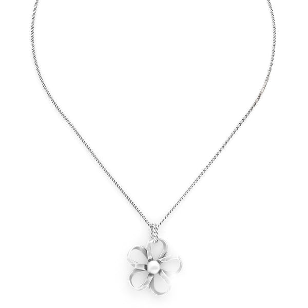 ORI TAO MOOREA short silvered necklace with flower pendant